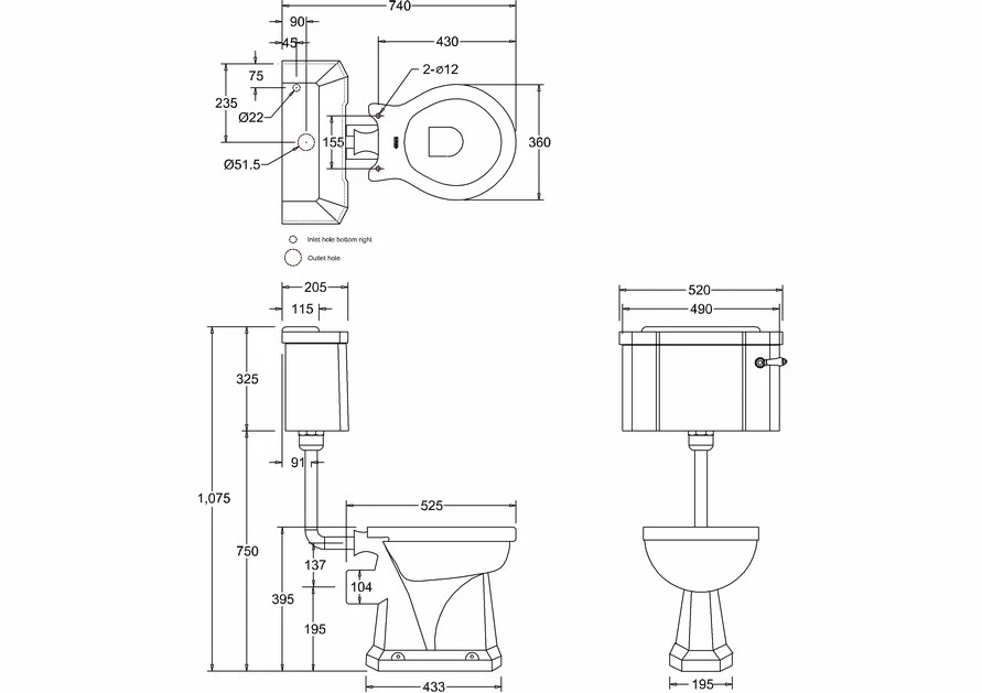 Burlington Low Level Lever Toilet, P2, C1 & T31 Chr - Various Finished - Image 4 of 4