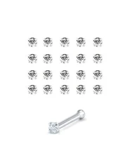 Lot 20 Silver Nose Bone Stud Ring 2mm Clear Gem 22G
