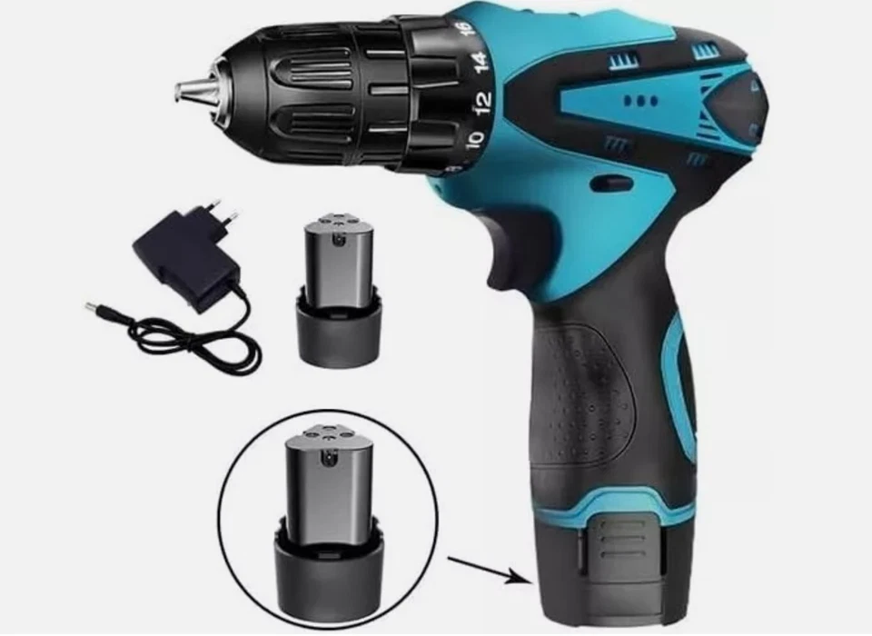 TRAPANO AVVITATORE 18V a PERCUSSIONE Litio PERFORATORE Doppia Batteria +OMAGGIO - Immagine 4 di 4