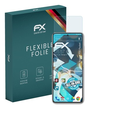 atFoliX 3x Folie für Huawei P50 Pocket Schutzfolie klar&flexibel