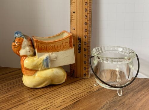 RARE Vintage Genie toothpick holder & Mini personal size Witches Caldron ashtray - Foto 1 di 14