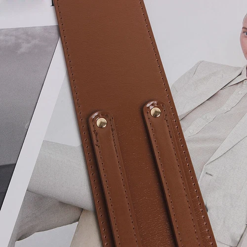 Cinturón corsé de cuero de vaca para mujer con hebilla de doble punta cintura ancha decorativo - Imagen 11 de 27