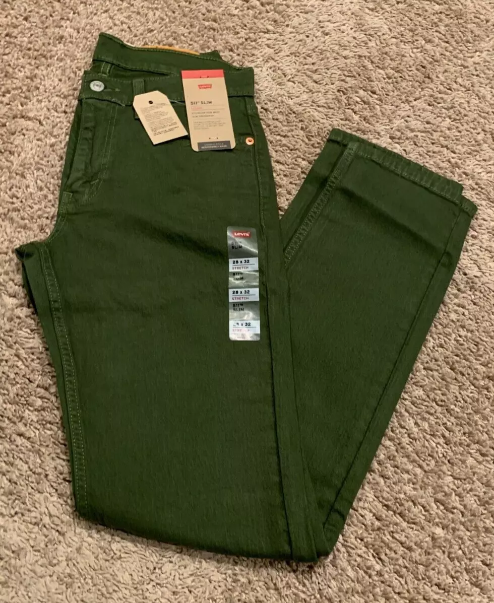 Levi s 511 Slim Fit Jeans W Stretch Green Men s 28X32 NWT RT 69.50