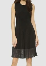 $200 Norma Kamali Women's Black Lamp Shade Fringe Sleeveless Jersey Dress Size S
