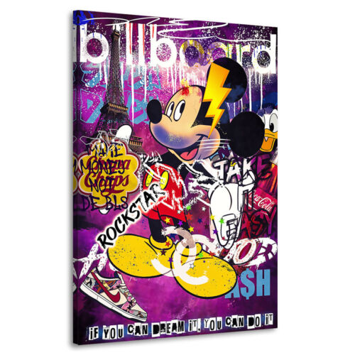 Leinwand Bild Mickey Mouse Comic Motivations Pop Art Wandbild Kunstdruck Deko - Afbeelding 1 van 7