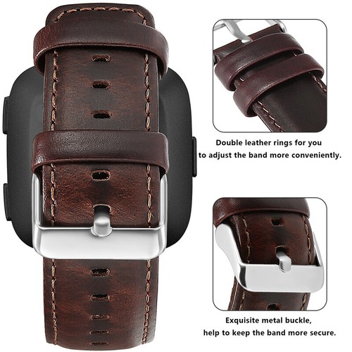 New For Fitbit Versa 4 3/Sense/Versa Genuine Leather Watch Wrist Band Bracelet - Picture 23 of 37