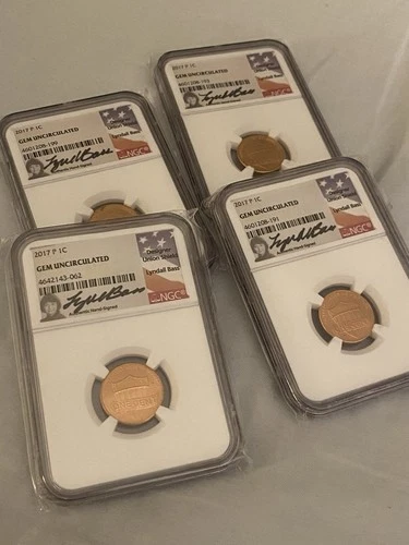 2017 P Lincoln Shield Cent Gem Uncirculated NGC Lyndall Bass Signed 4 Coin Lot