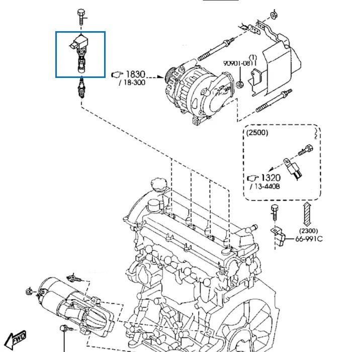Bobina de encendido OEM compatible con 2,0 L L4 Mazda 3 Sport 6 CX-7 MX-5 07-15 L3G2-18-100B Foto 4 de 4