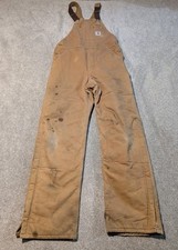 Vintage Carhartt Overalls Mens 38x34 R02 BRN Double Knee Insulated 90s Bibs