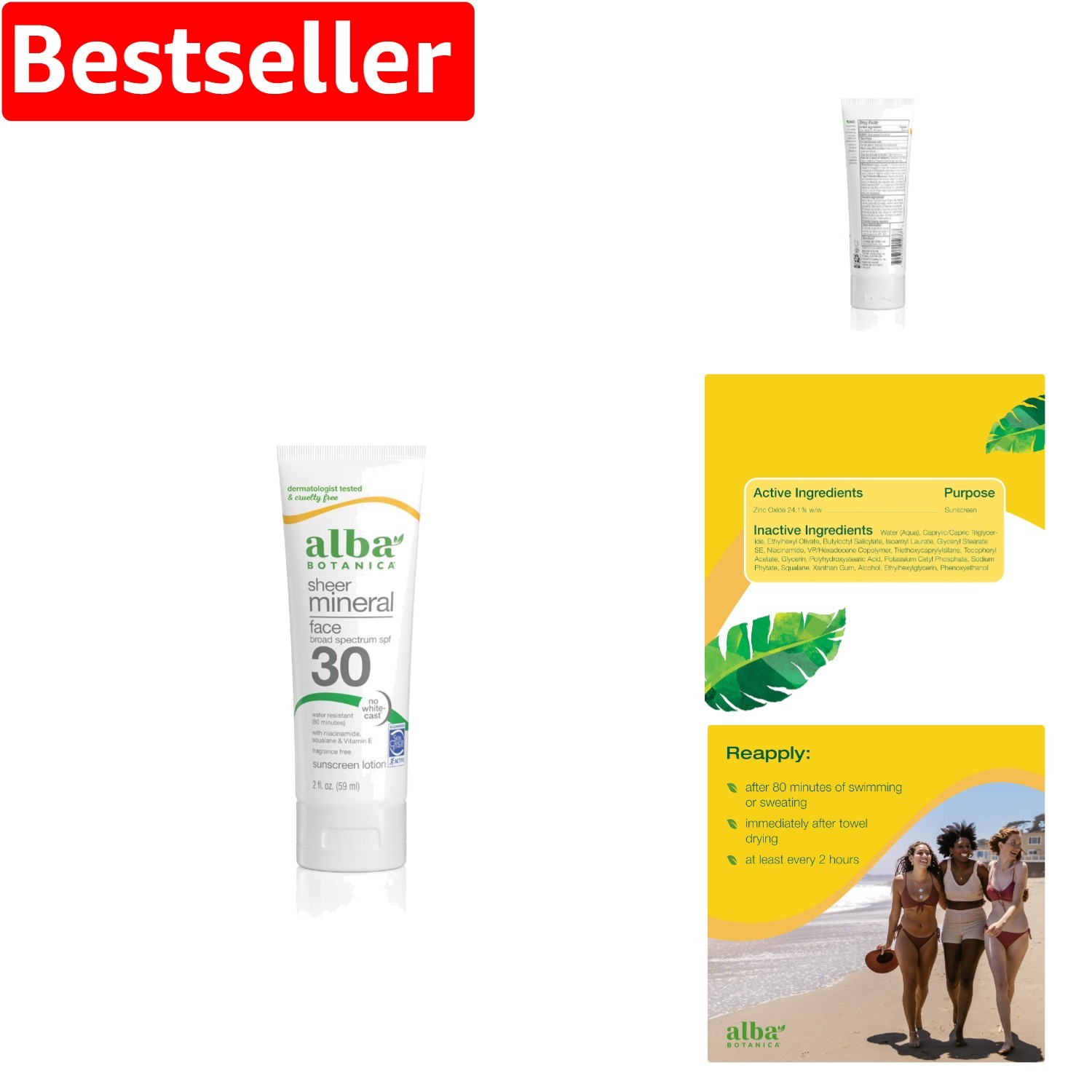 Cruelty-Free Biodegradable Unscented Face Sunscreen SPF 30 2 oz