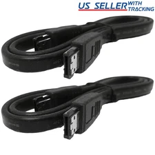 2-pack 1M 3FT eSATA to eSATA 7-Pin Shielded External Cable Cord, Black