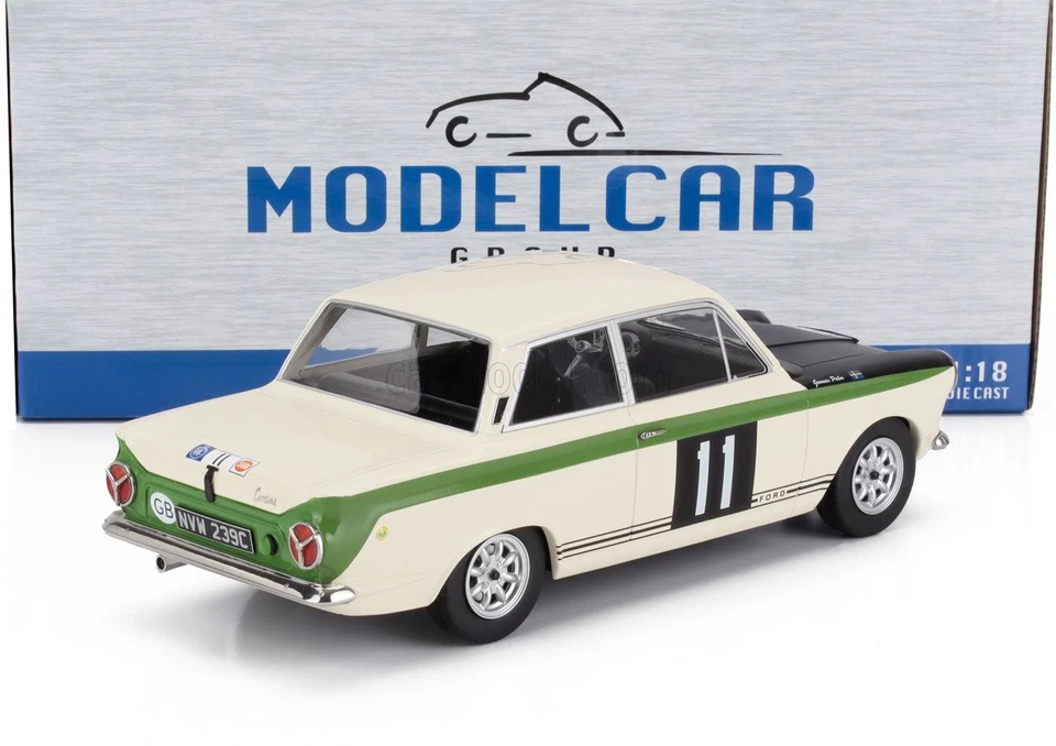 MODELLINO AUTO STATICO FORD LOTUS CORTINA MKI #11 WINNER RAC RALLY 1966 1/18 - Immagine 2 di 4