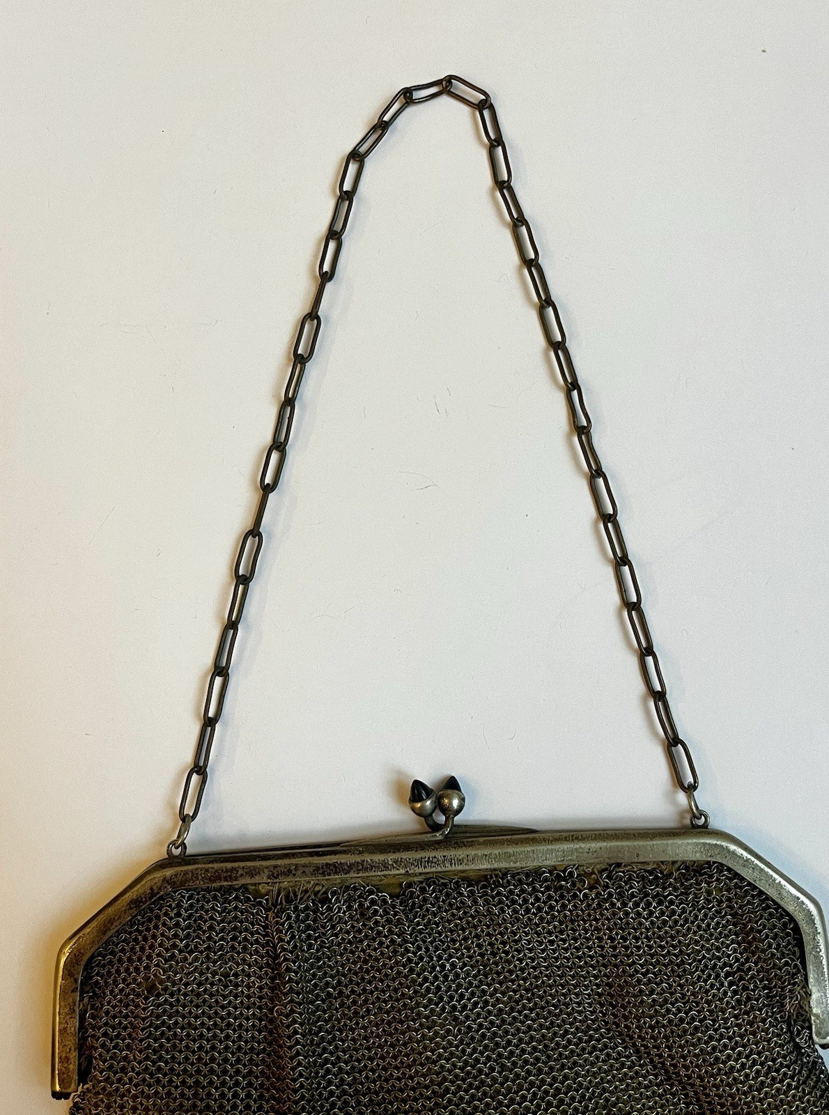 Antique Silver Colored Metal Mesh Purse - image 5