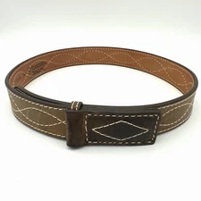Nocona Leather Belt Brown Stitched Size 34 Built In Buckle USA Western Cowboy