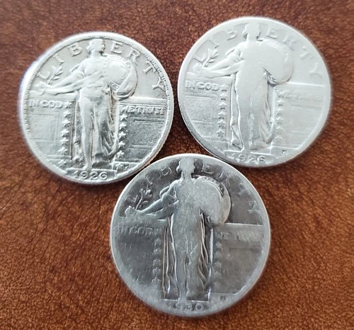 Three 90% Silver Standing Liberty Quarters