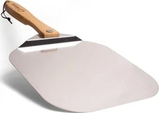 Chef Pomodoro Aluminum Metal Pizza Peel With Foldable Wood Handle For Easy Pizza