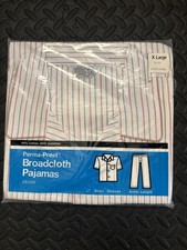 Vintage Sears Pajama Set Mens XL White Stripe Perma-Prest Broadcloth 2 Piece