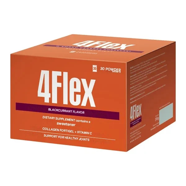 4Flex Black Currant 30 Sachets Collagen Hydrolyzate Fortigel, Joint Bone Support