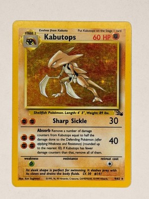 Pokemon TCG Nintendo Kabutops Fossil 9/62 Holo Rare  1999
