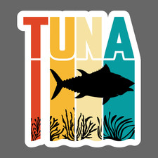 Tuna Sticker Vinyl Decal Fishing Retro Ocean Angler Fish Silhouette Colorful