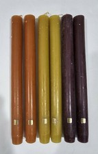PARTYLITE 6 UNSCENTED DINNER COLUMN CANDLES 10&rdquo; Gold Purple Pumpkin NICE