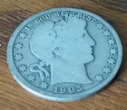 1905  O Barber Silver Half Dollar     Good Condition