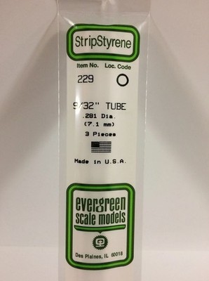 Evergreen 229 Plasticcart Tube Ø 7,1mm (3) Polystyrene Rundröhre weiß Modellbau