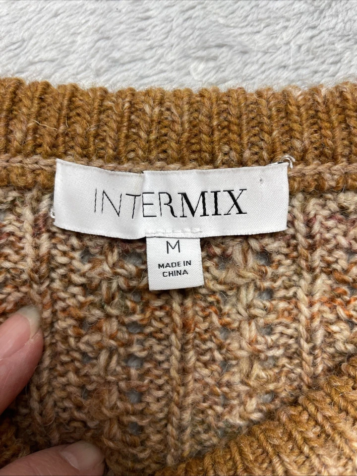 Intermix шерстяная смесь свитер жилет женщин M коричневый тона Pointelle без рукавов - Изображение 3 из 4