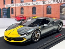 BBR 1 18 Ferrari 296 GTB Assetto Fiorano Grigio Coburn stripe in Giallo Modena F
