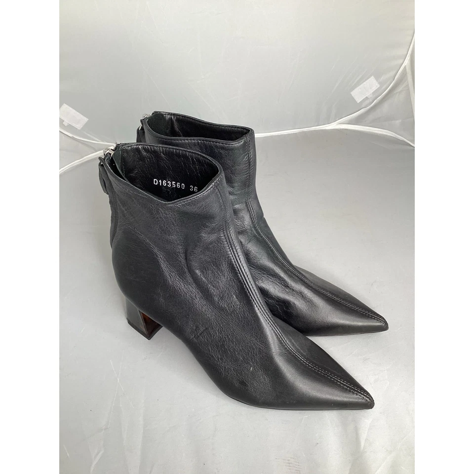 Botas AGL para mujer de cuero negro punta en punta tacón bloque - Usadas - Talla 36 Foto 2 de 4