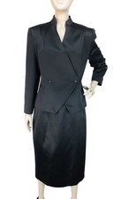 Vintage 60s Henry Lee Black High Waist Straight Skirt Blazer Business Suit 8