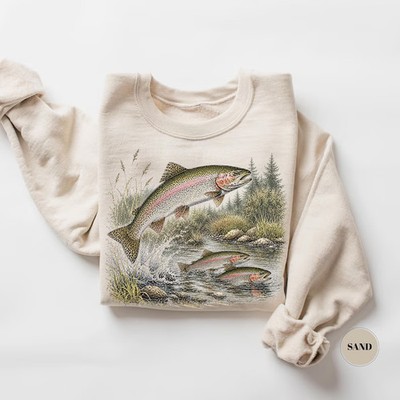 Vintage Unisex Rainbow Trout Fishing Sweatshirt