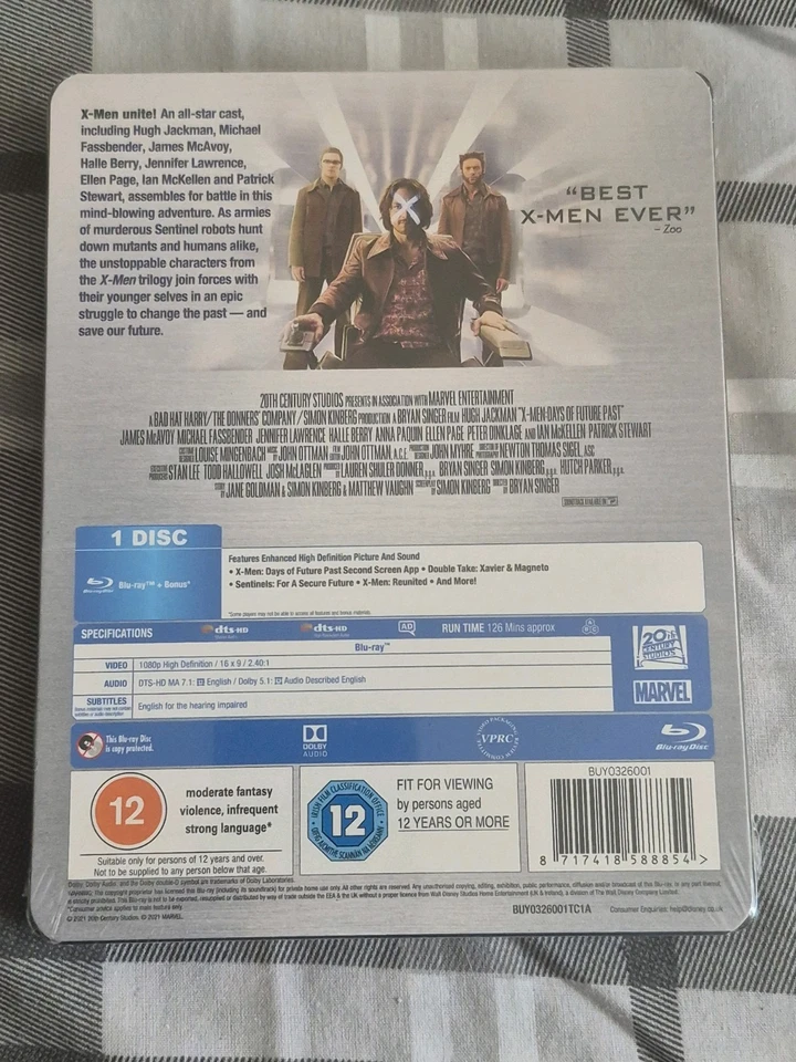 MARVEL X-MEN Days of Future Past Spcl Lenticular STEELBOOK Blu-ray NEW SEALED UK - Image 2 of 3