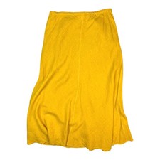 CP Shades Size M Yellow Maxi Skirt LInen Bias-Cut Pull-On Pockets