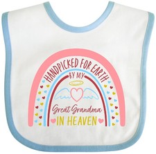 Inktastic Handpicked For Earth By My Great Grandma In Heaven- Rainbow Baby Bib