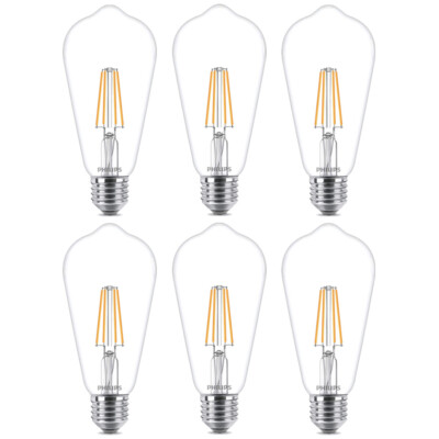 6 x Philips LED Filament Edison ST64 5,5W = 40W E27 klar 470lm warmweiß DIMMBAR