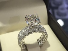 2.5ct Round Cut Simulated Diamond Fancy Bridal Set Ring 14k White Gold Plated