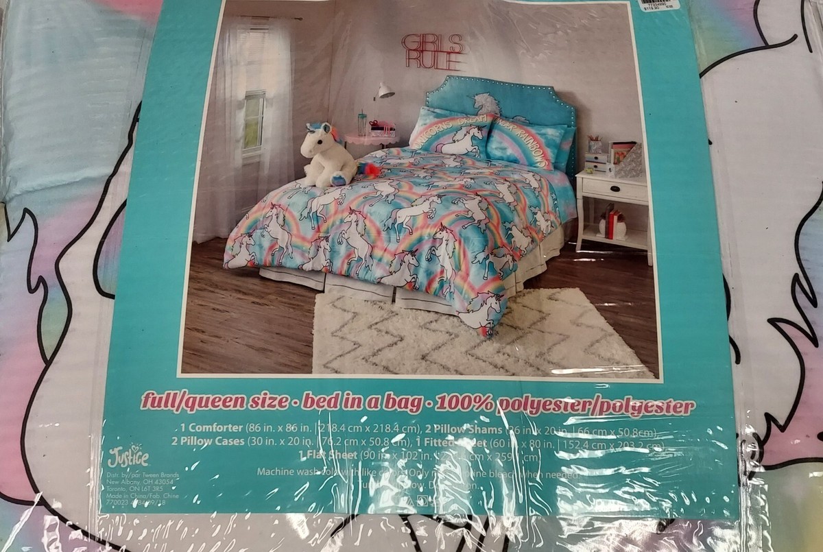 PN# 77334990 JUSTICE UNICORN, 7PIECE BED IN BAG (FULL/QUEEN