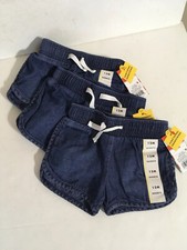 3 Pack Cat  Jack Toddler Girls' Woven Pull-On Shorts Dark Blue 12M