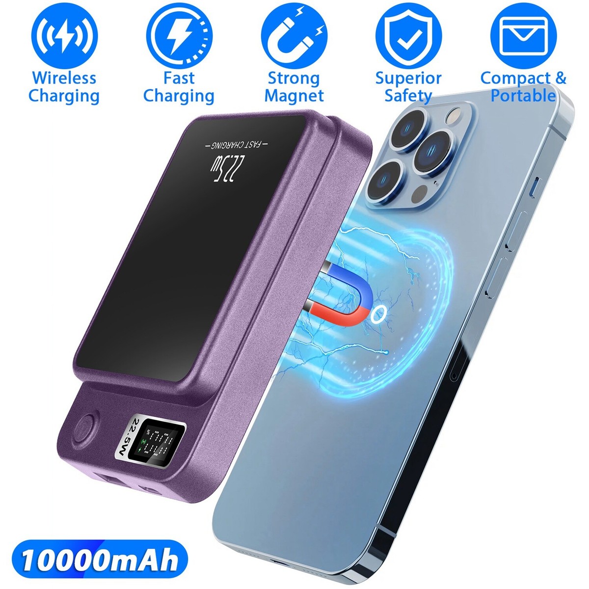 スマホアクセサリー Wireless Powerbank 10,000mAh Amazon.com: Magnetic Power Bank 10000mAh, Wireless Portable