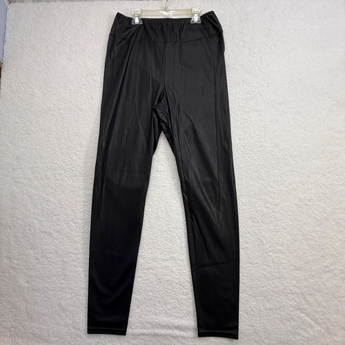 Lauren Ralph Lauren Vegan Leather Leggings Bikercore Edgy Moto Black Womens 12 - Picture 2 of 12