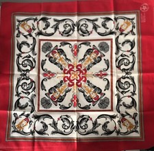 Bandana Scarf Made In USA Red MidMod Lady Print Wamcraft  Vintage  Unique