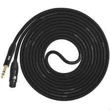 1/4" TRS to XLR Female Mic Cable 6 Ft Black for Pro Microphones & Devices