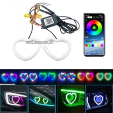 2x RGB Love Shape APP Control Light LED Angel Eyes Halo Ring Headlight Retrofit