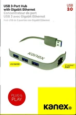KanexPro USB 3.0 to 3 Port USB Hub with Gigabit Ethernet Port USB3GBIT3X 