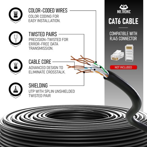 Câble réseau Internet Ethernet LAN haute vitesse Cat 6 Cat6 100 m en vrac 1 Gbp 250 MHz - Photo 2/9