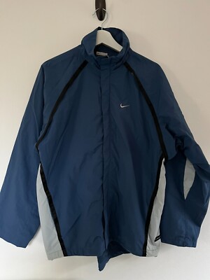 Nike Clima Fit Windbreaker Mens Medium Navy Blue Full Zip Jacket Vintage  Y2K UK