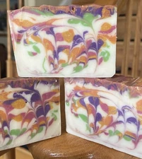 Handcrafted Bouquet Swirl Soap Purple, Pink, Orange, Green
