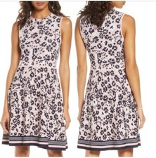 Eliza J Jacquard Knit Fit Flare Dress Size L