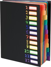 24 Plastic Folders with Pockets, 12 Colors Multi Pocket Folder Binder Rainbow